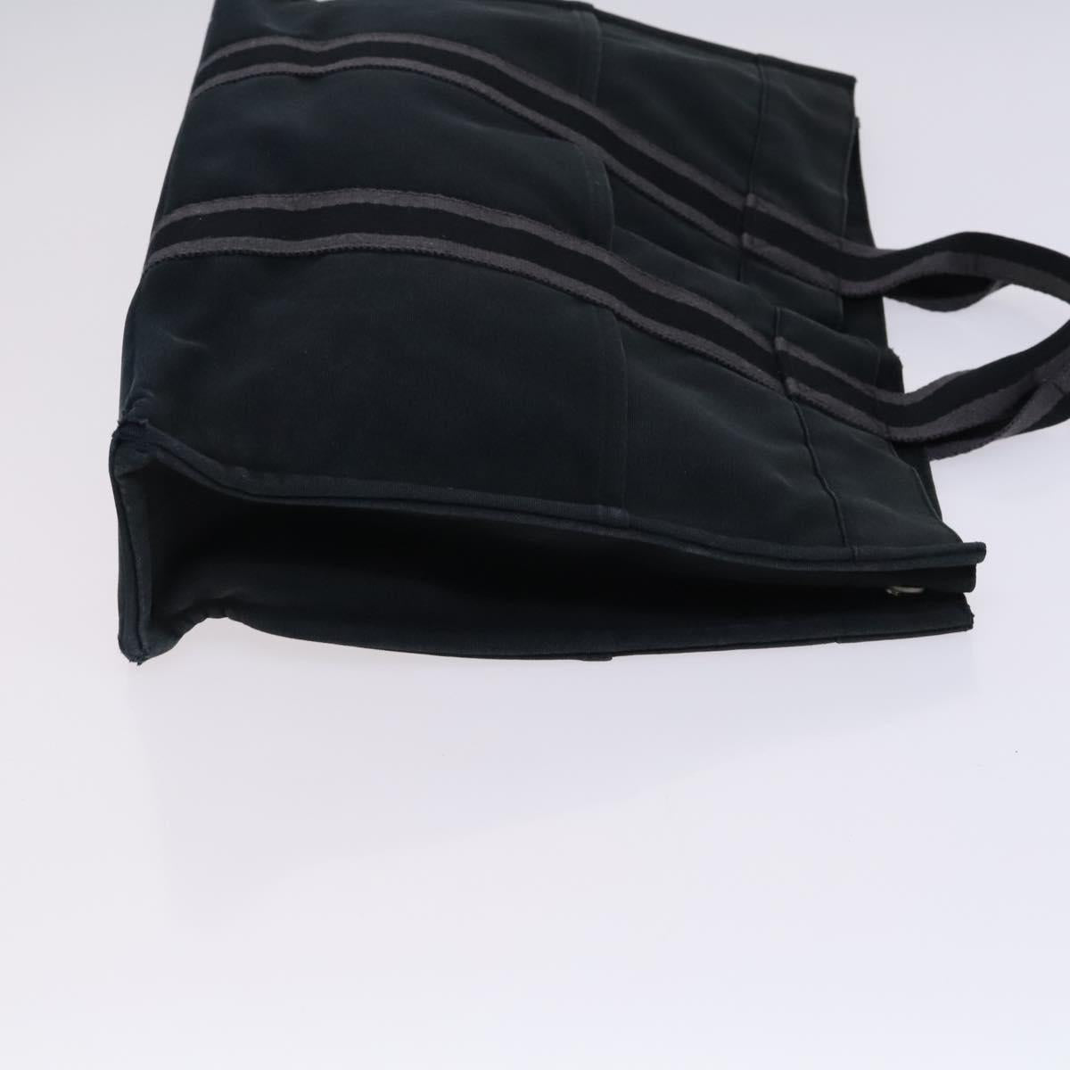 HERMES Fourre Tout Tote Bag Canvas 3Set Black Gray Auth ac3701