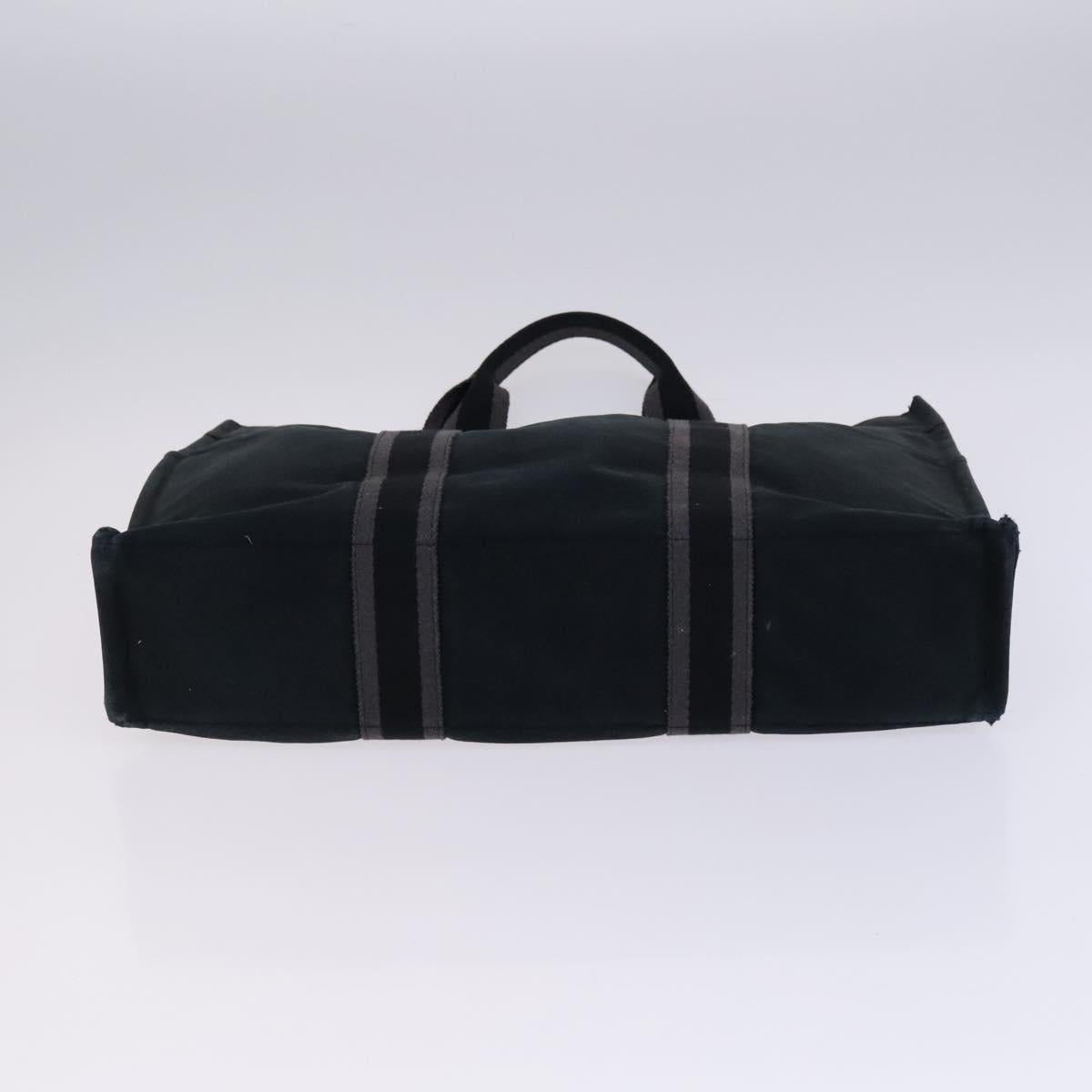 HERMES Fourre Tout Tote Bag Canvas 3Set Black Gray Auth ac3701