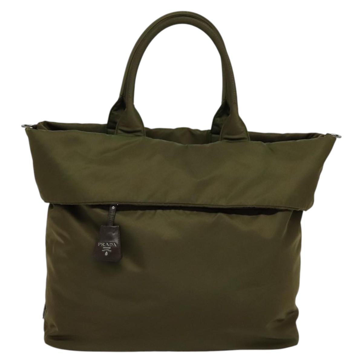 PRADA Hand Bag Nylon 2way Khaki Auth ac3713