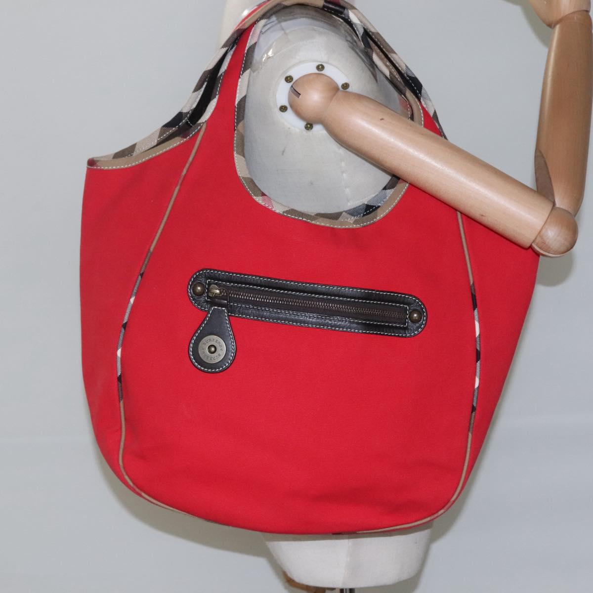 BURBERRY Shoulder Bag Canvas Red Auth ac3717