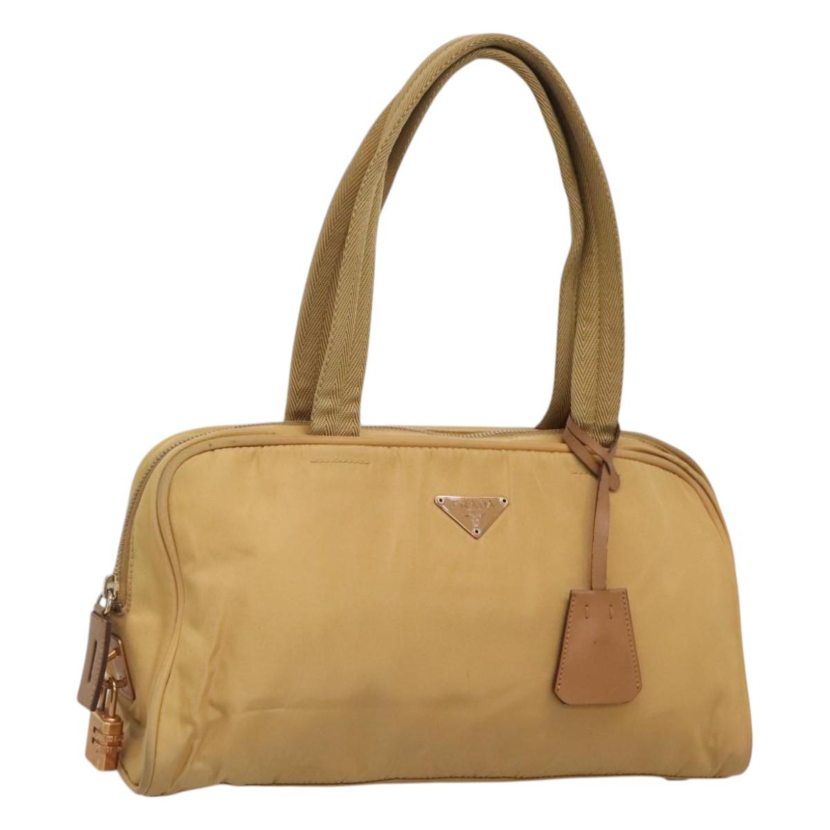 PRADA Hand Bag Nylon Gold Yellow Auth ac3741