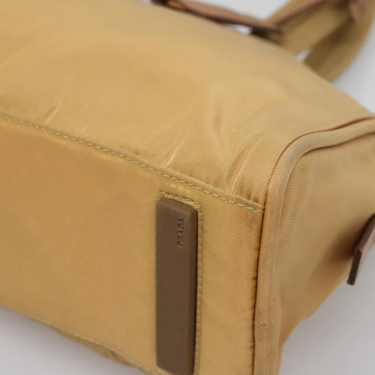 PRADA Hand Bag Nylon Gold Yellow Auth ac3741