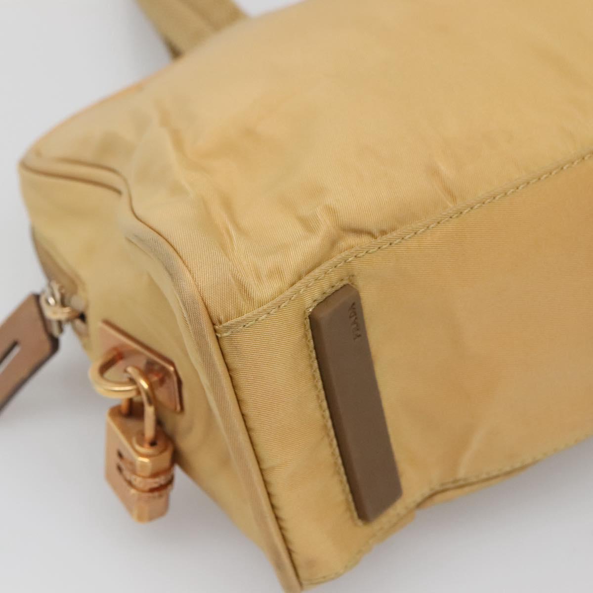 PRADA Hand Bag Nylon Gold Yellow Auth ac3741
