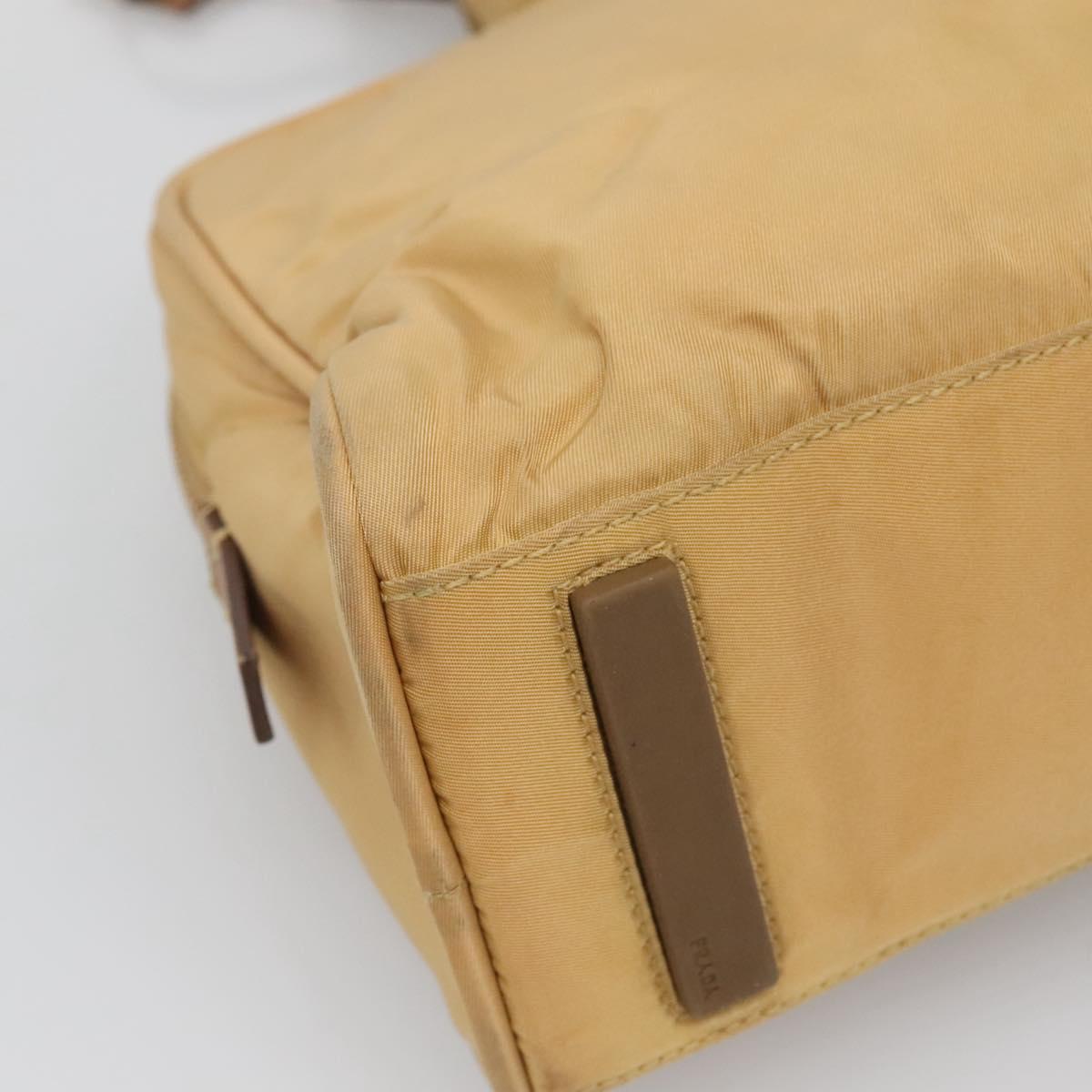 PRADA Hand Bag Nylon Gold Yellow Auth ac3741