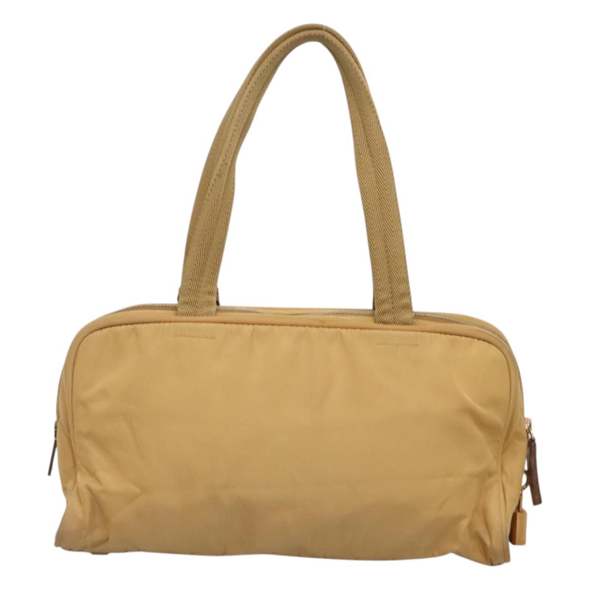 PRADA Hand Bag Nylon Gold Yellow Auth ac3741