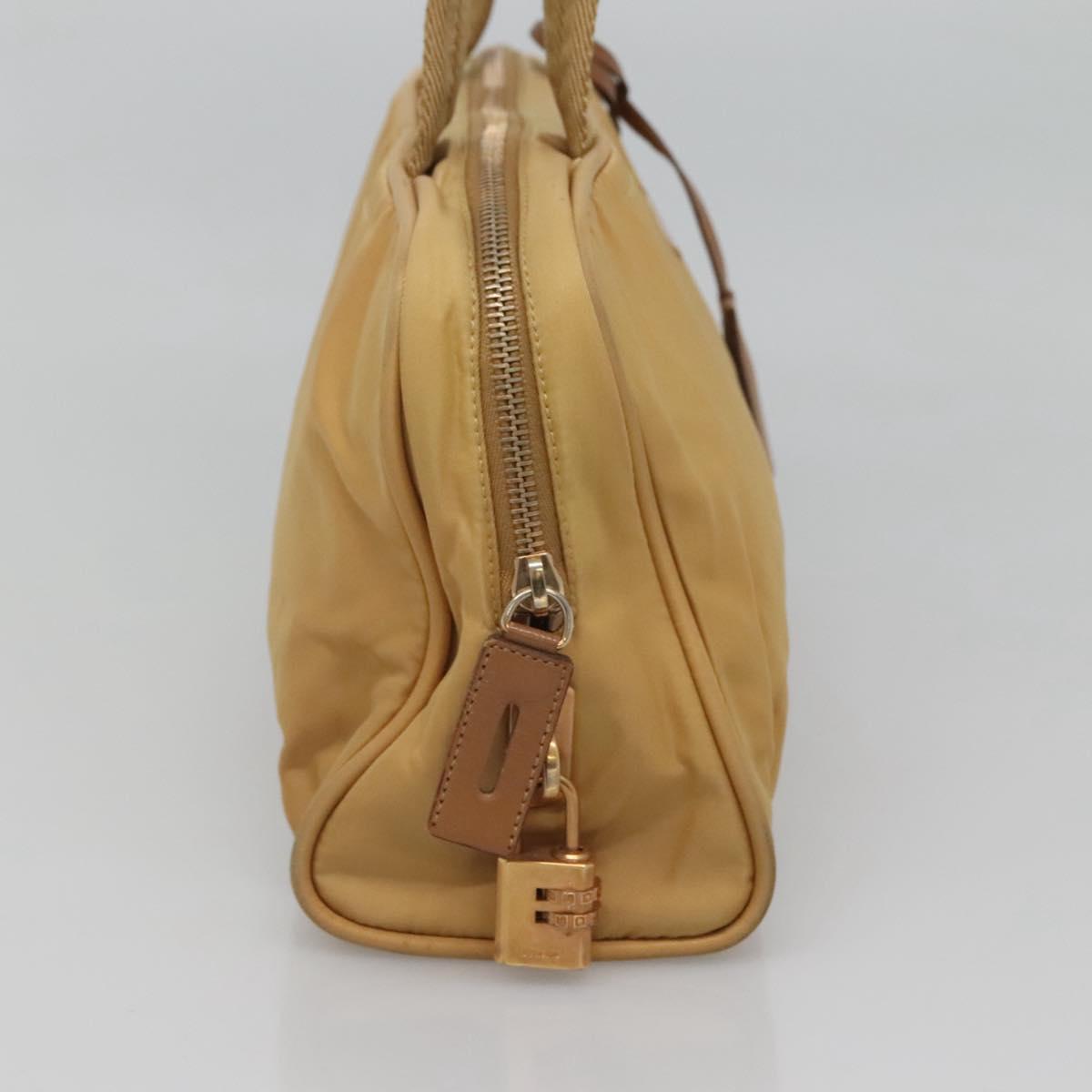 PRADA Hand Bag Nylon Gold Yellow Auth ac3741