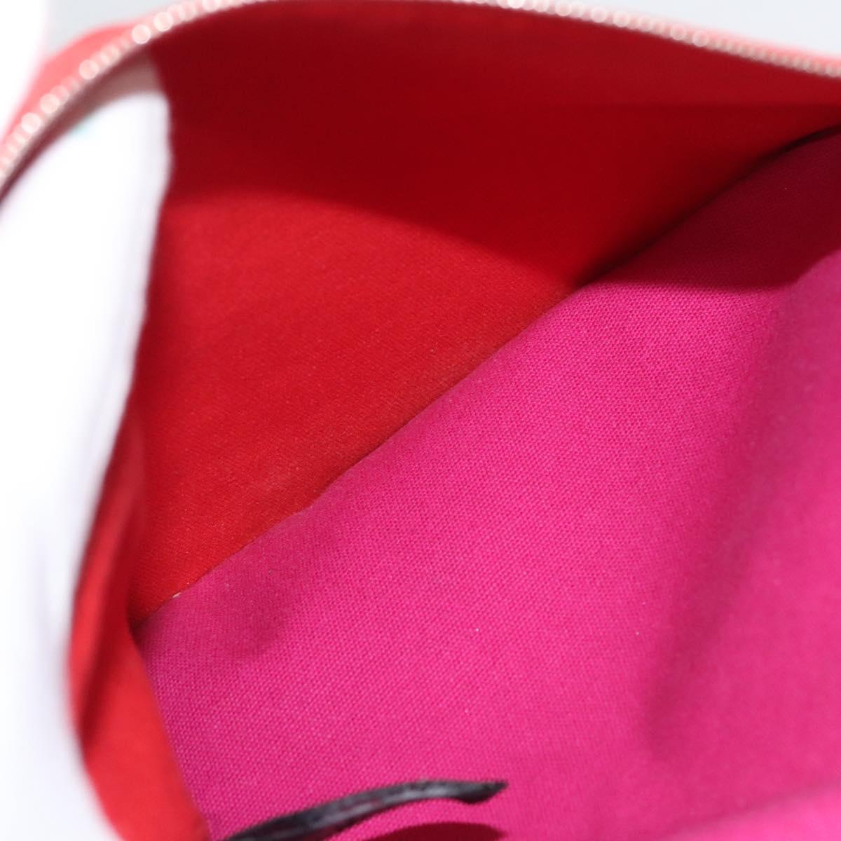 HERMES Bora Bora Pouch MM Pouch Canvas Pink Silver Auth ac3752