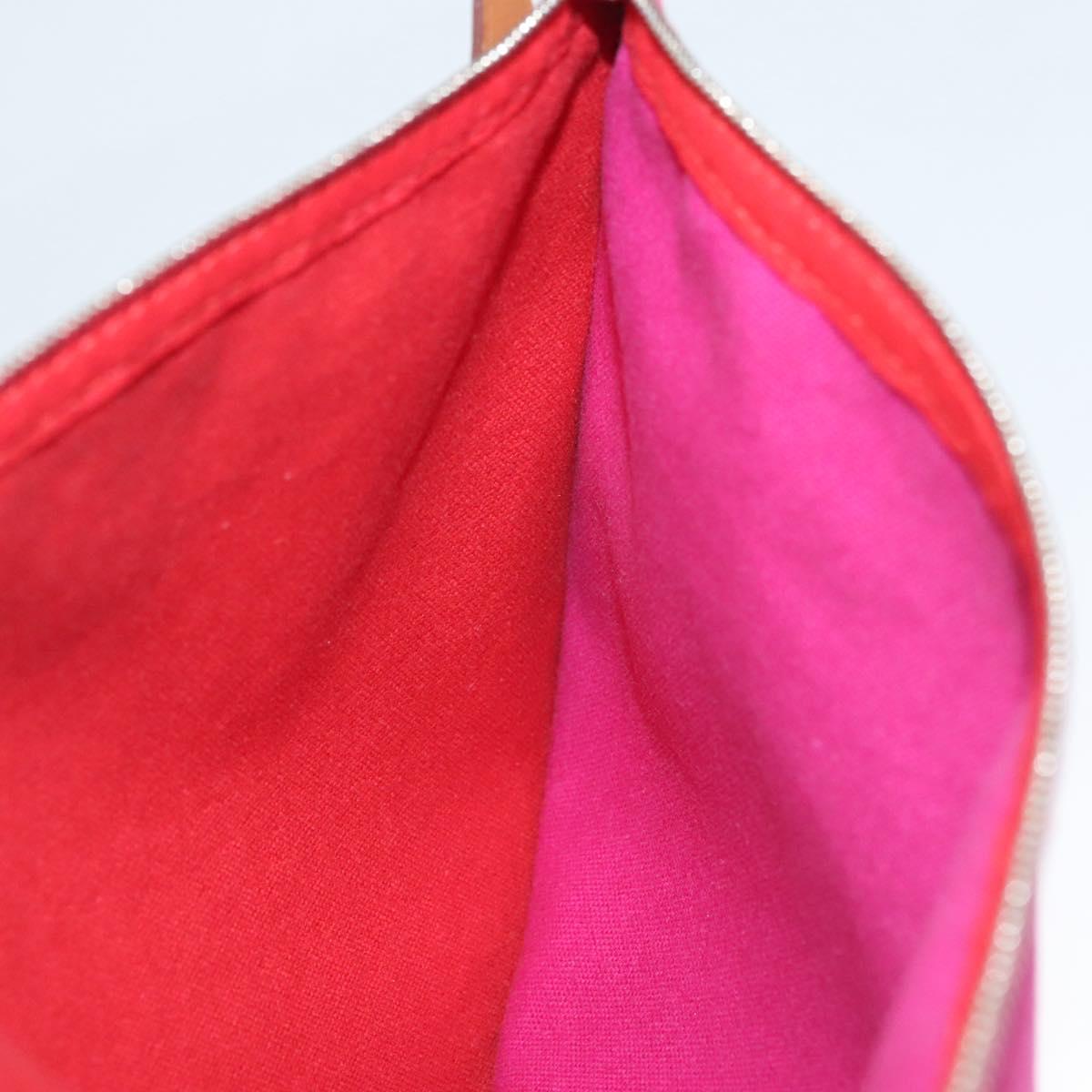 HERMES Bora Bora Pouch MM Pouch Canvas Pink Silver Auth ac3752