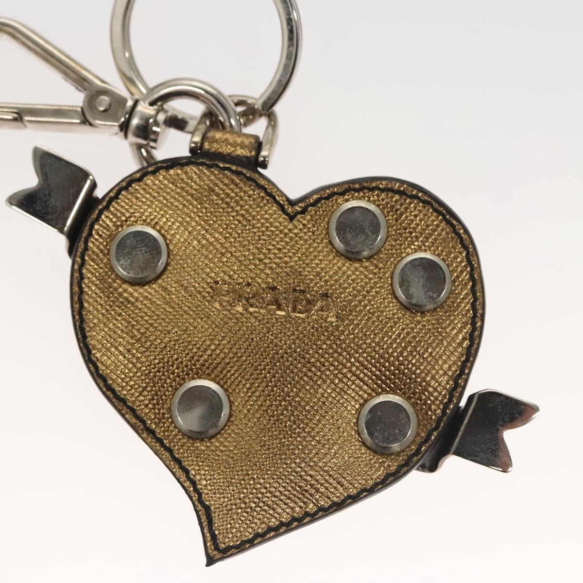 PRADA Key Holder Safiano leather Gold Tone Auth ac3756