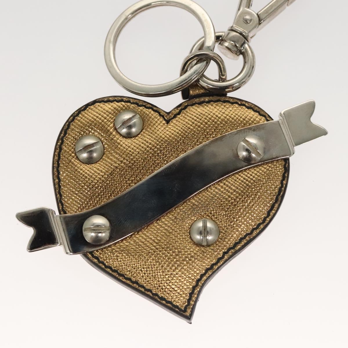 PRADA Key Holder Safiano leather Gold Tone Auth ac3756