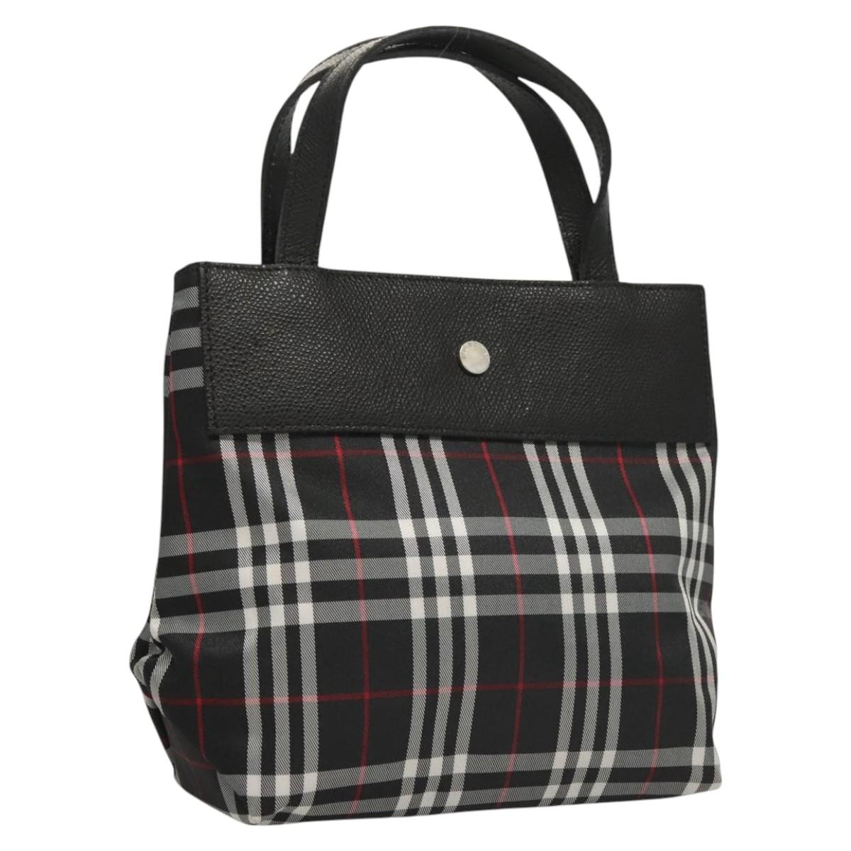 BURBERRY Nova Check Hand Bag Nylon Black Auth ac3761