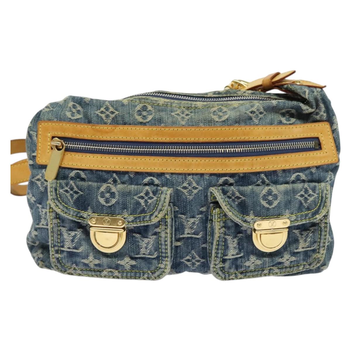 LOUIS VUITTON Monogram denim Buggy PM Shoulder Bag Blue M95049 LV Auth ac3765