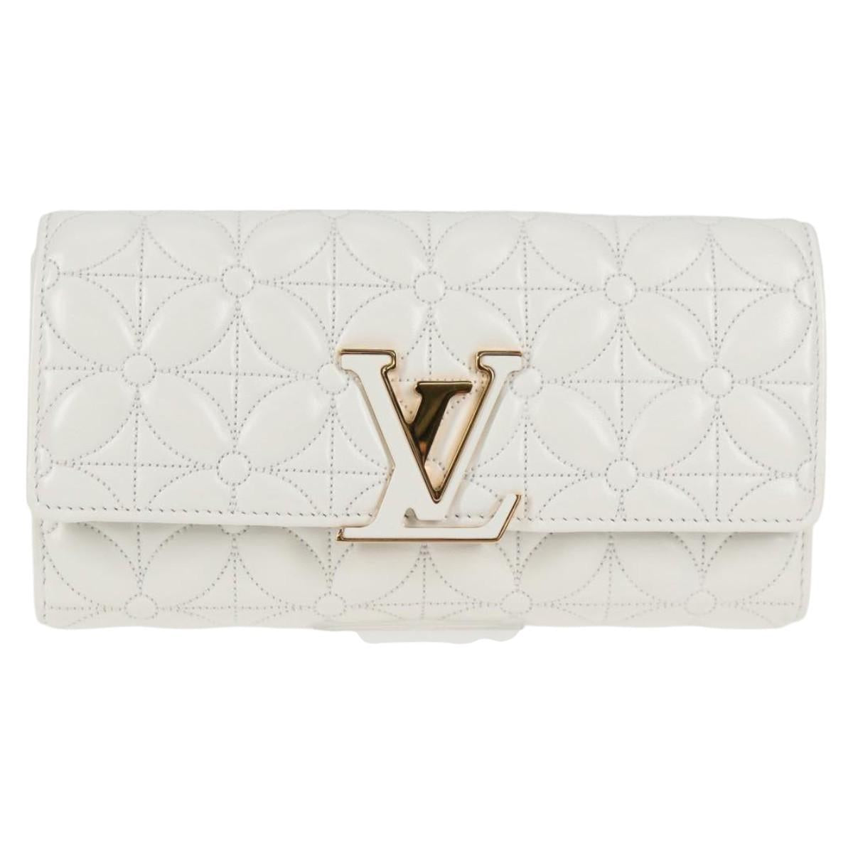 LOUIS VUITTON Flower Portefeuille Capsine Wallet White M11417 LV Auth ac3766SAM