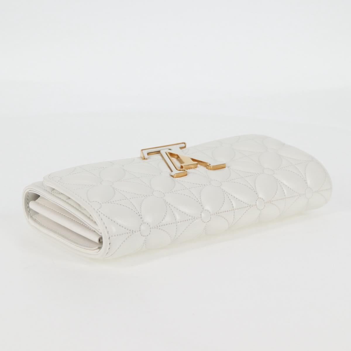 LOUIS VUITTON Flower Portefeuille Capsine Wallet White M11417 LV Auth ac3766SAM