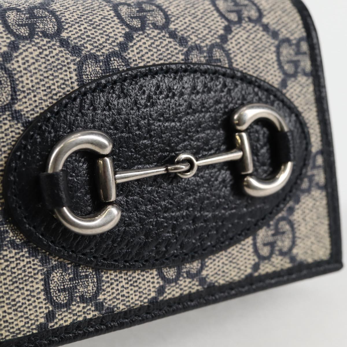 GUCCI GG Supreme Wallet PVC Silver Navy 621887 Auth ac3767M