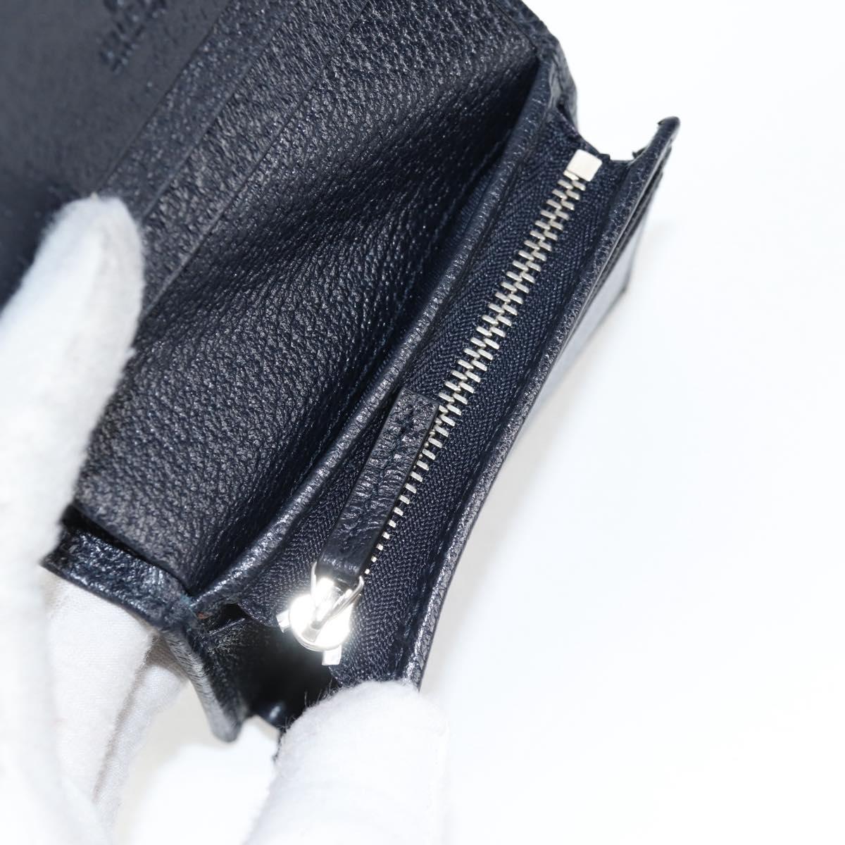 GUCCI GG Supreme Wallet PVC Silver Navy 621887 Auth ac3767M
