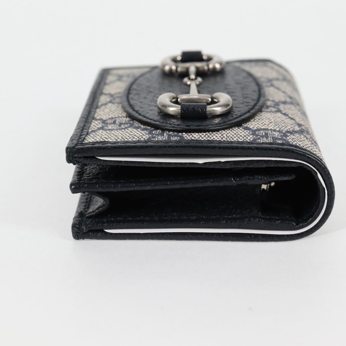 GUCCI GG Supreme Wallet PVC Silver Navy 621887 Auth ac3767M