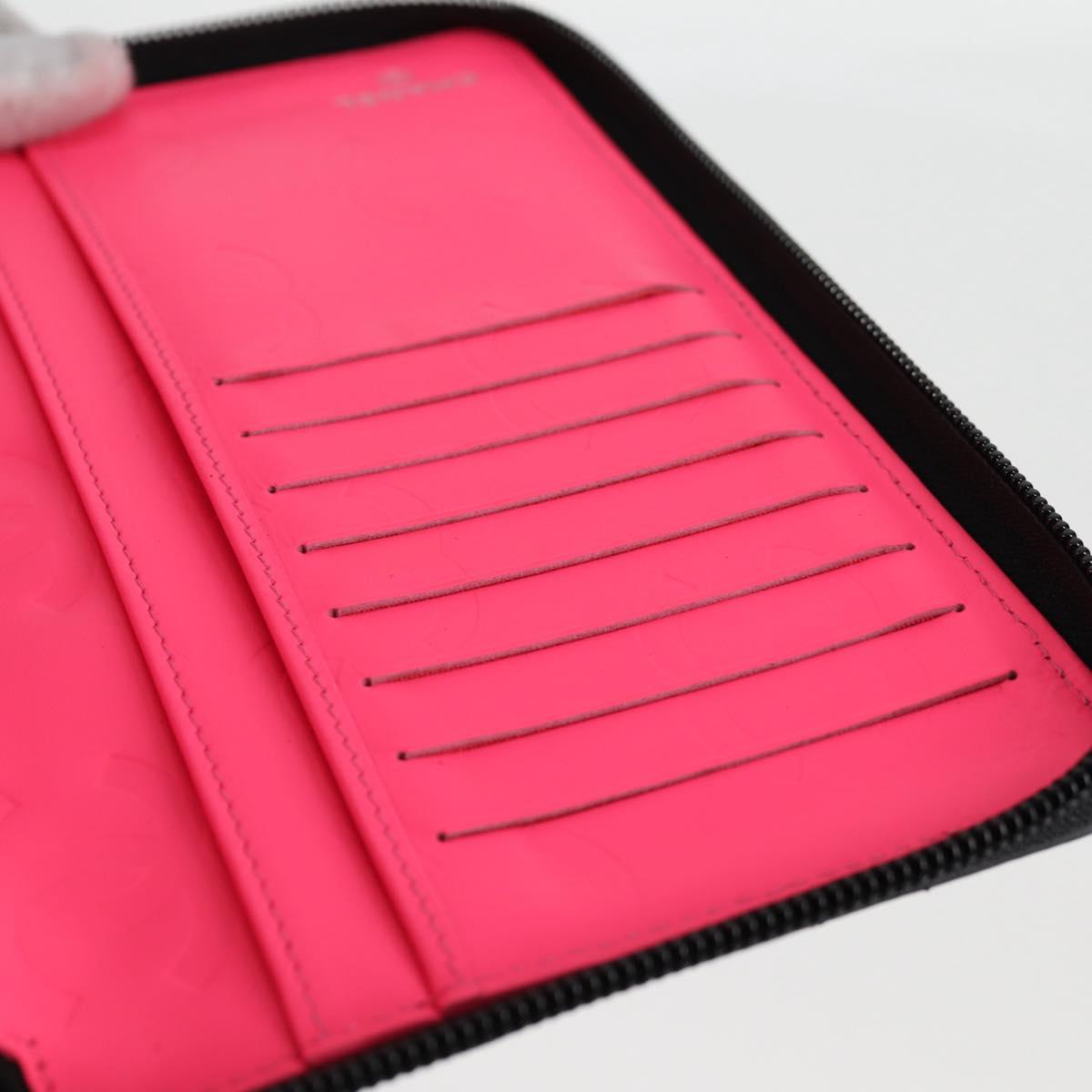 CHANEL Cambon Line Matelasse Long Wallet Calf leather Black CC Auth ac3768AM