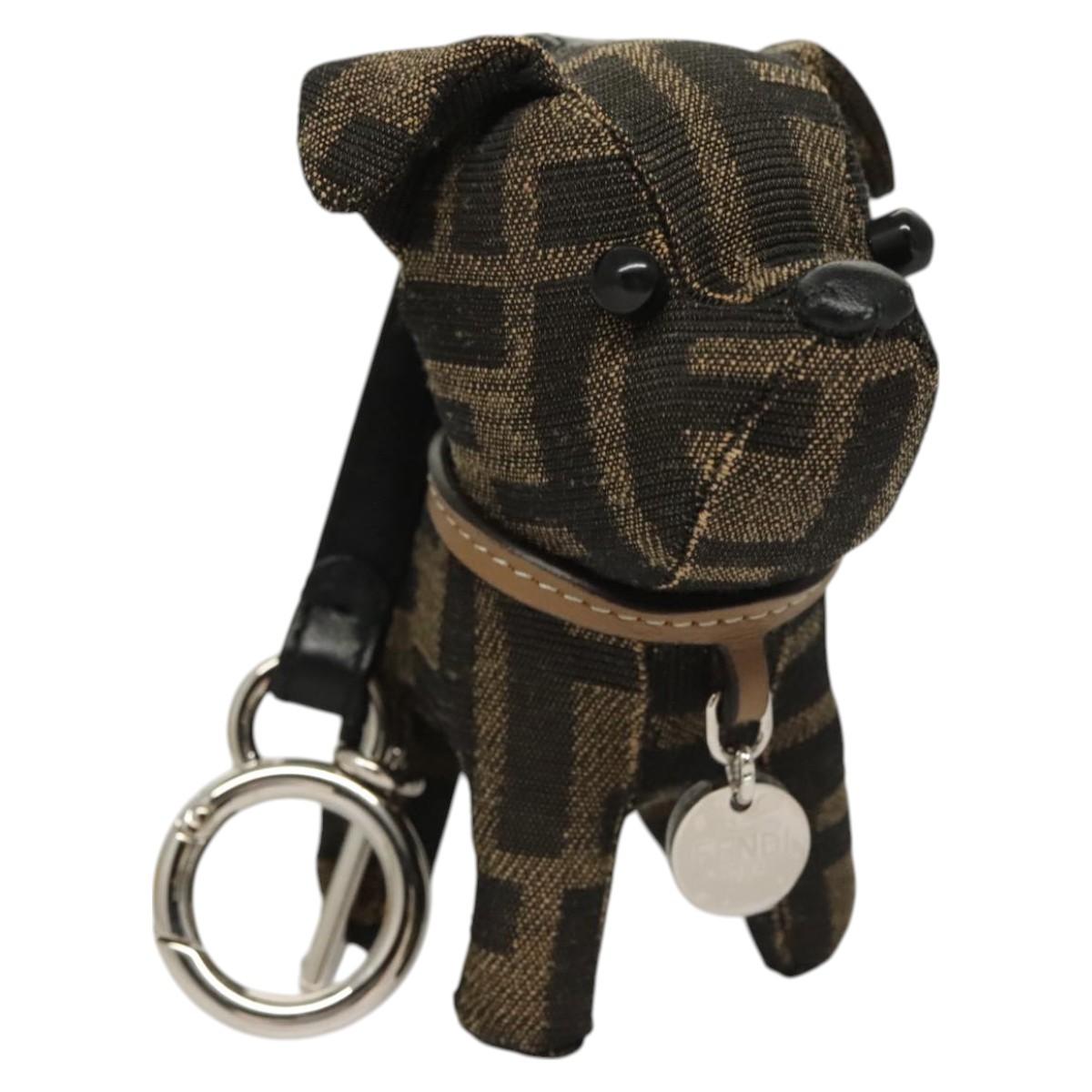 FENDI Zucca Canvas Charm Black Brown Auth ac3769
