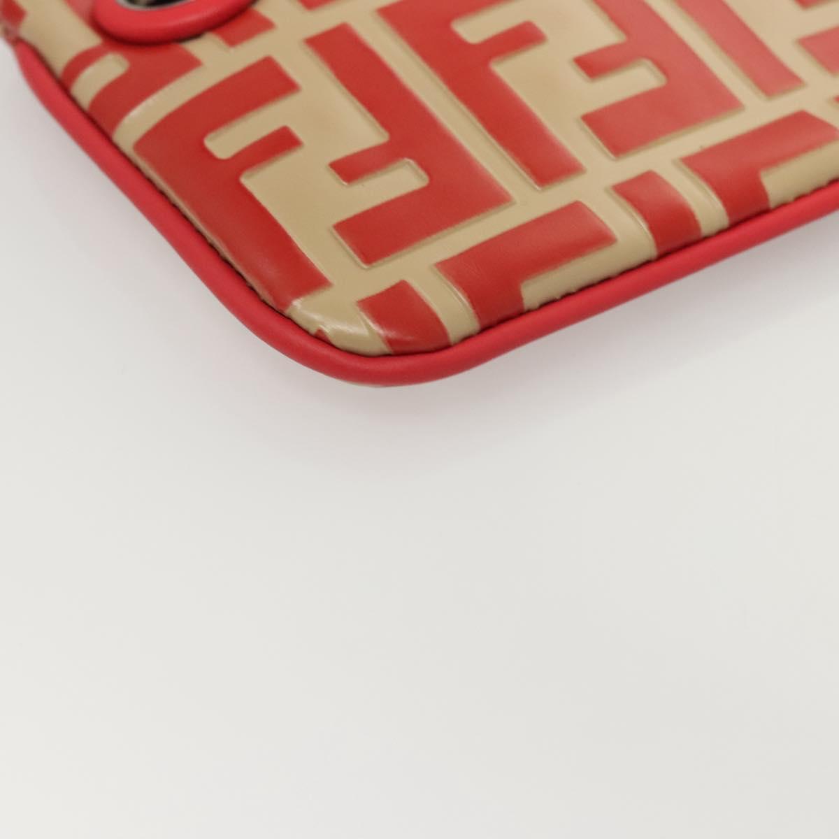 FENDI Zucca Canvas Triplet Pouch Black Brown Red Auth ac3770
