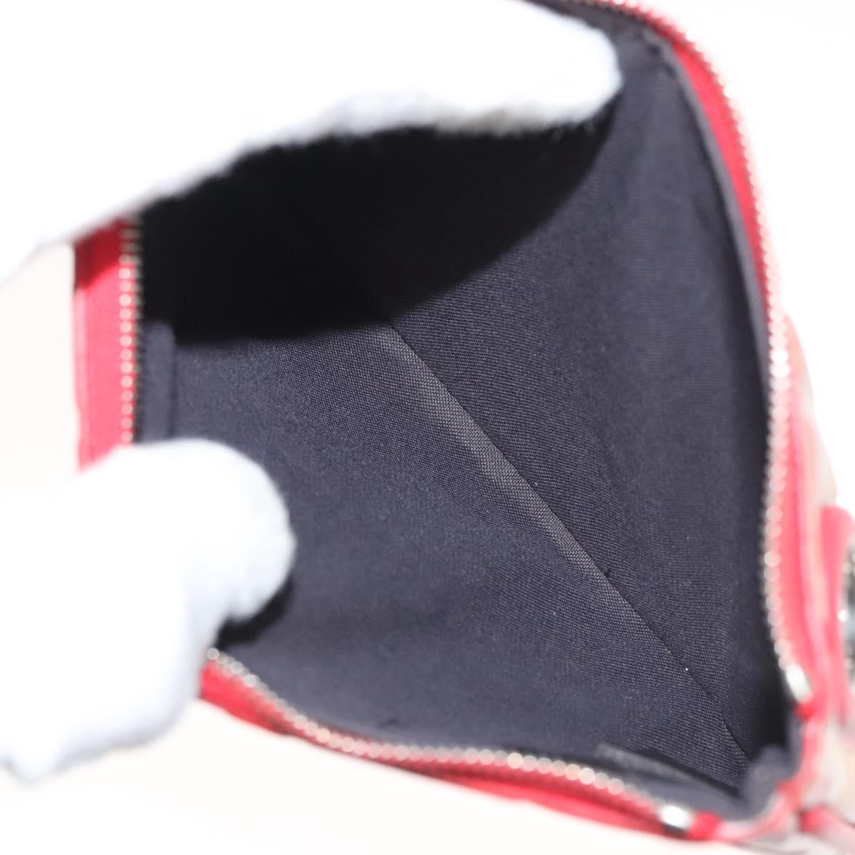 FENDI Zucca Canvas Triplet Pouch Black Brown Red Auth ac3770