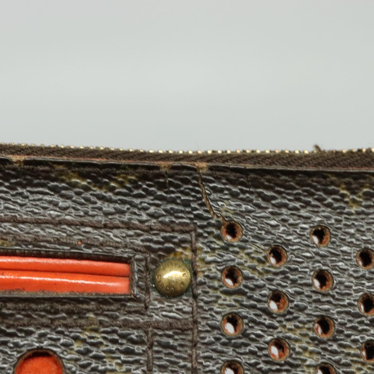LOUIS VUITTON Monogram Perfo Pochette Cles Coin Purse Orange M95222 Auth ac3778