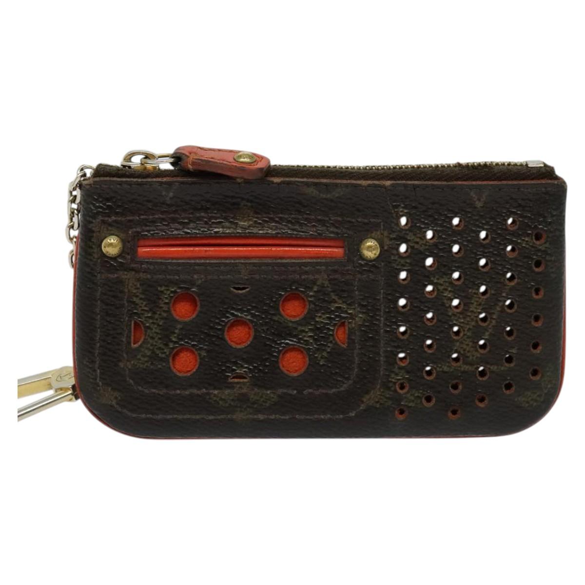 LOUIS VUITTON Monogram Perfo Pochette Cles Coin Purse Orange M95222 Auth ac3778