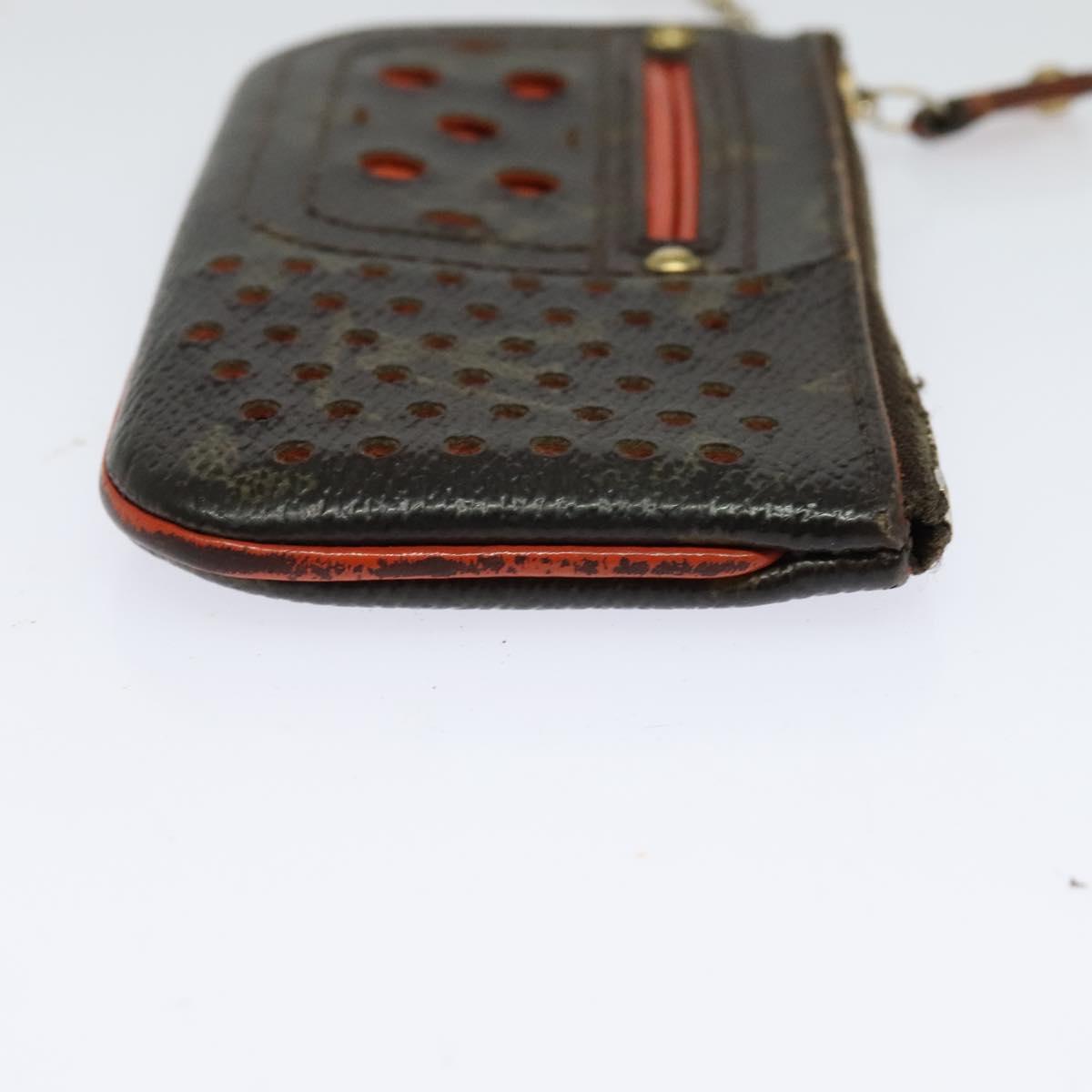 LOUIS VUITTON Monogram Perfo Pochette Cles Coin Purse Orange M95222 Auth ac3778