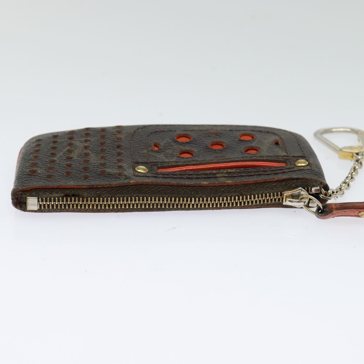 LOUIS VUITTON Monogram Perfo Pochette Cles Coin Purse Orange M95222 Auth ac3778