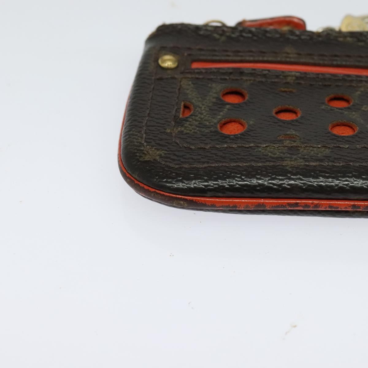 LOUIS VUITTON Monogram Perfo Pochette Cles Coin Purse Orange M95222 Auth ac3778