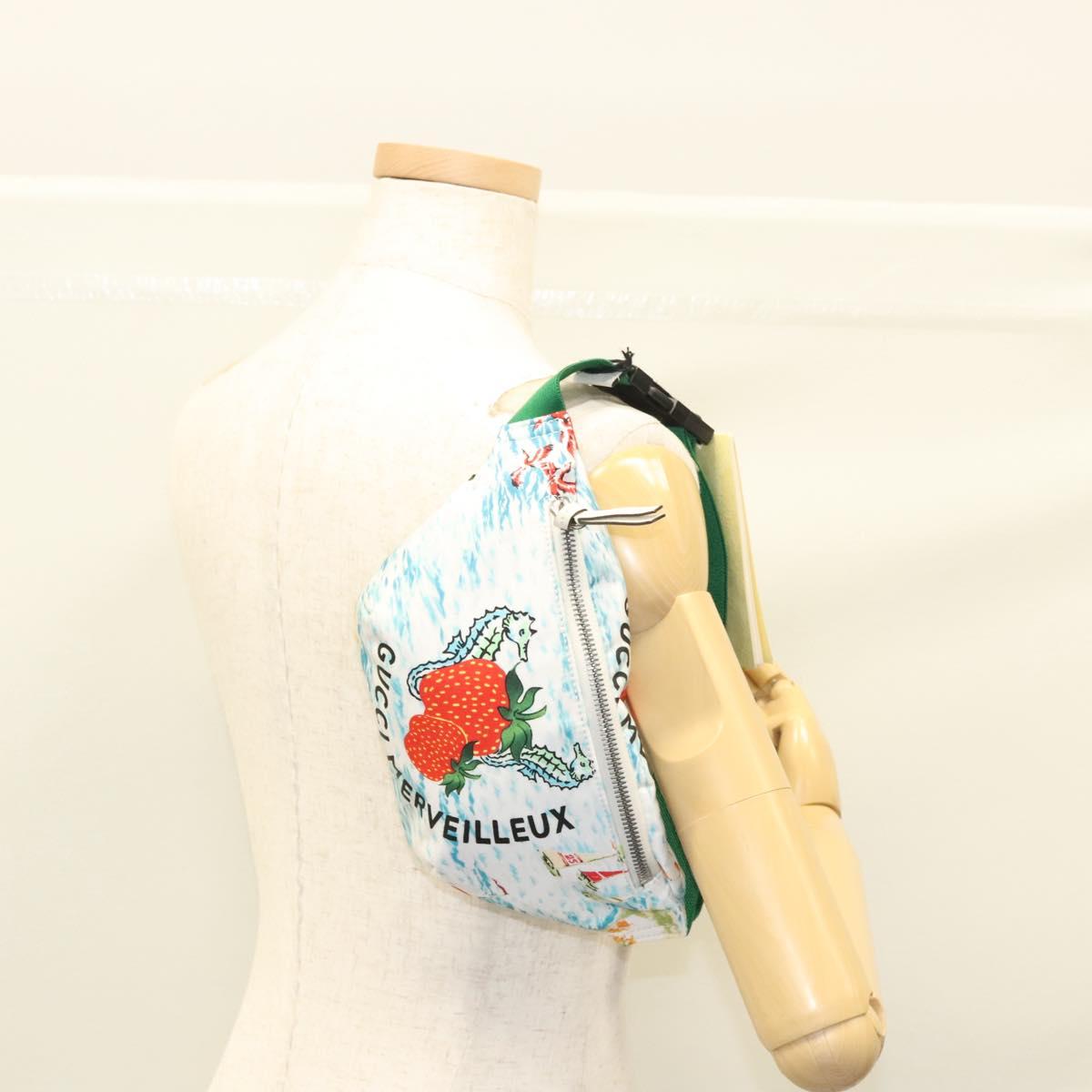 GUCCI Children's Waist bag Nylon White Silver 502095 Auth ac3786