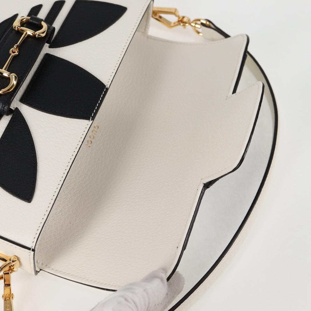 GUCCI Adidas Collaboration Horsebit Bag Leather 2way White 722009 Auth ac3794AM