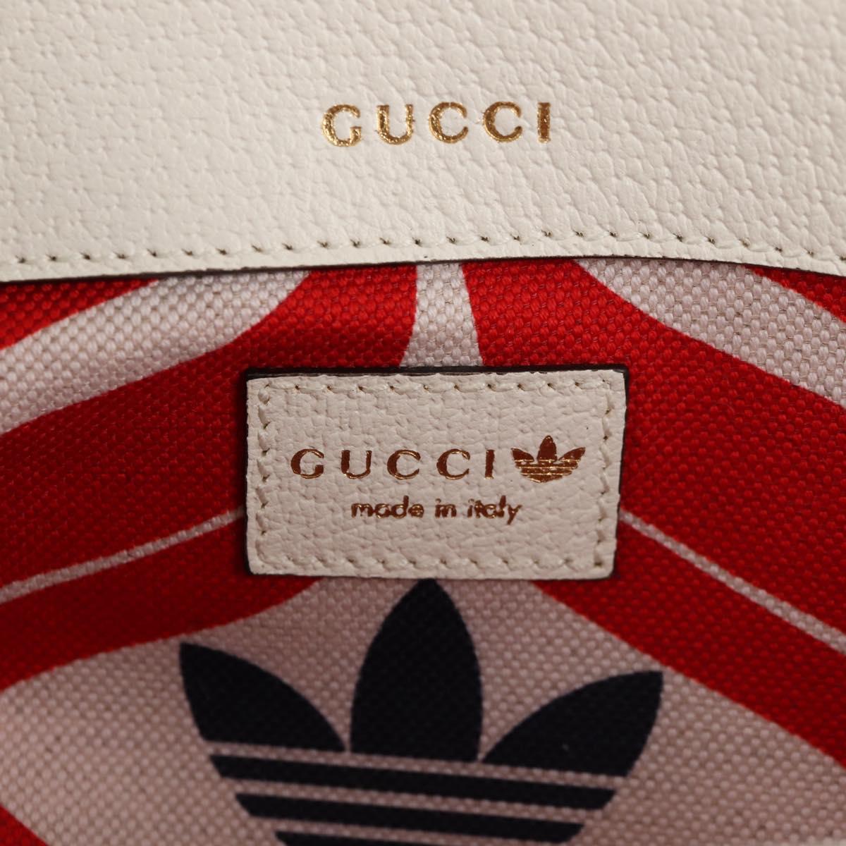 GUCCI Adidas Collaboration Horsebit Bag Leather 2way White 722009 Auth ac3794AM
