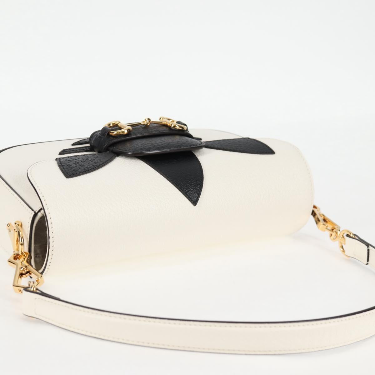 GUCCI Adidas Collaboration Horsebit Bag Leather 2way White 722009 Auth ac3794AM