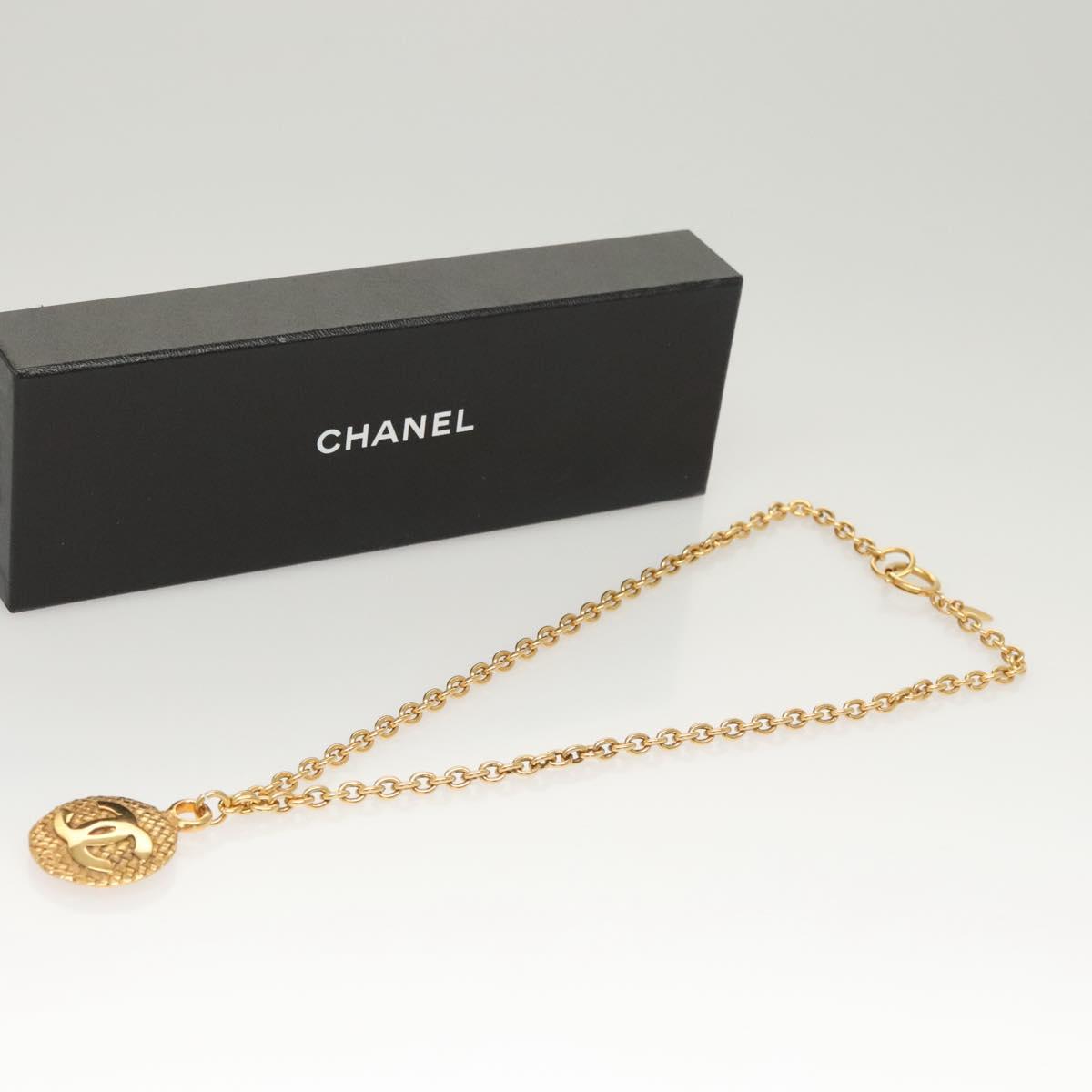 CHANEL COCO Mark Chain Necklace metal Gold CC Auth ac3798