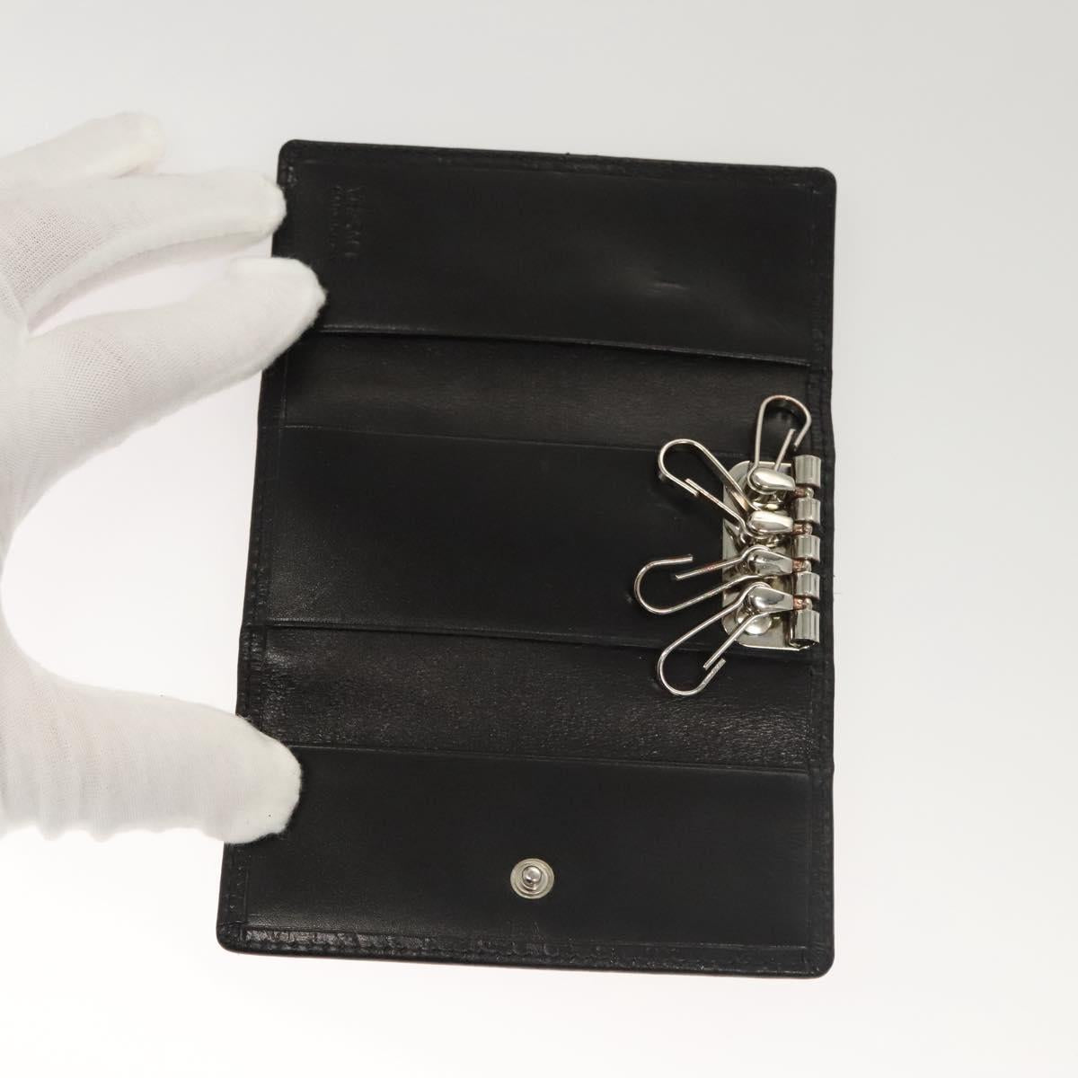 VERSACE Key Case Leather Black Auth ac3800