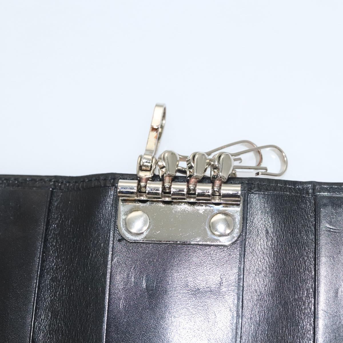 VERSACE Key Case Leather Black Auth ac3800