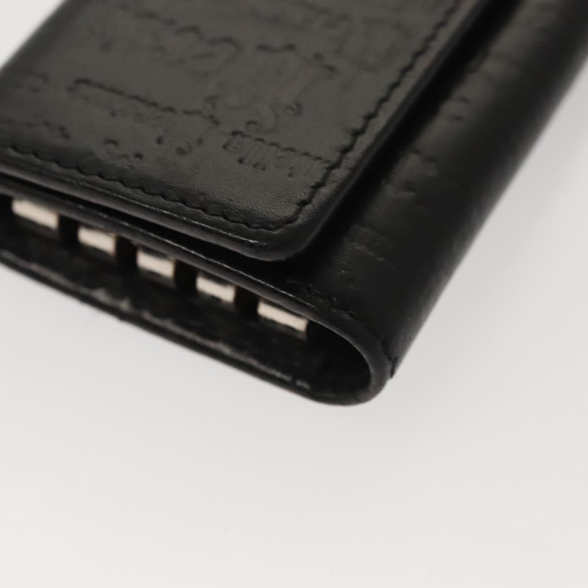 VERSACE Key Case Leather Black Auth ac3800