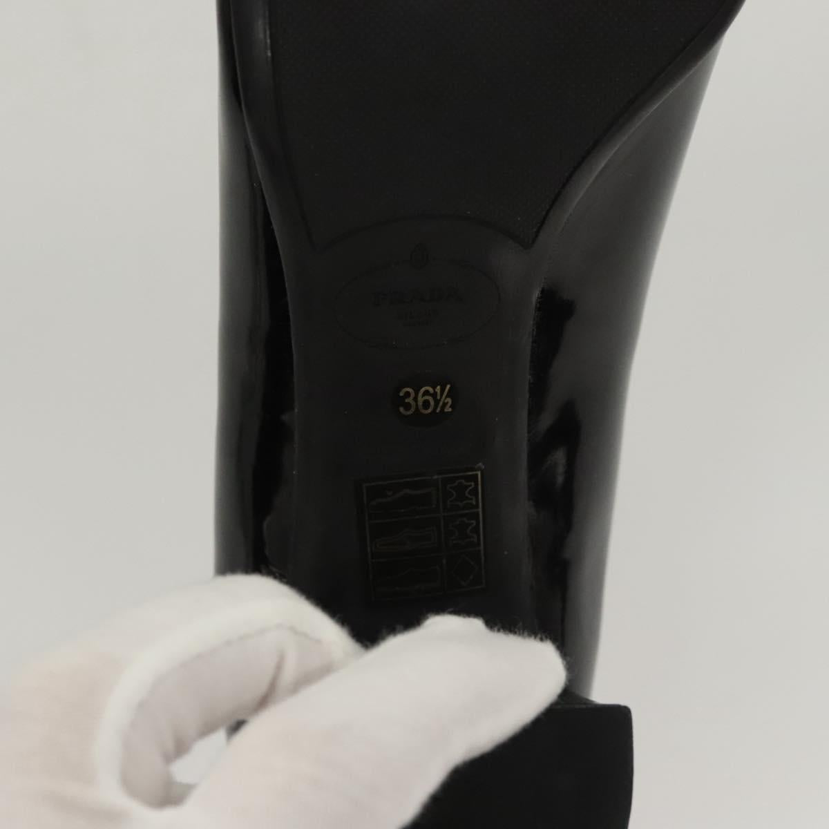 PRADA High Heels Leather 36 1/2 Black Auth ac3811