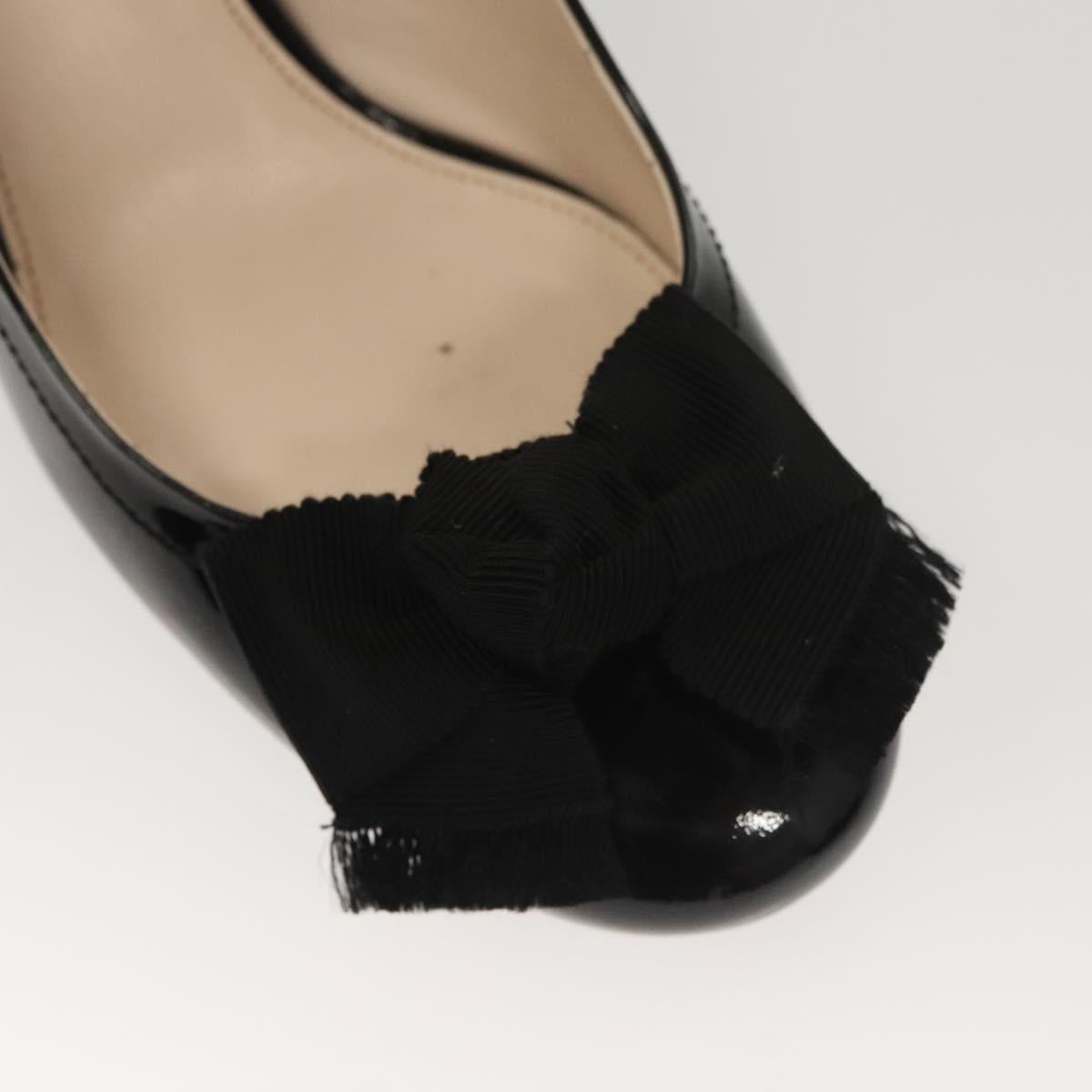 PRADA High Heels Leather 36 1/2 Black Auth ac3811