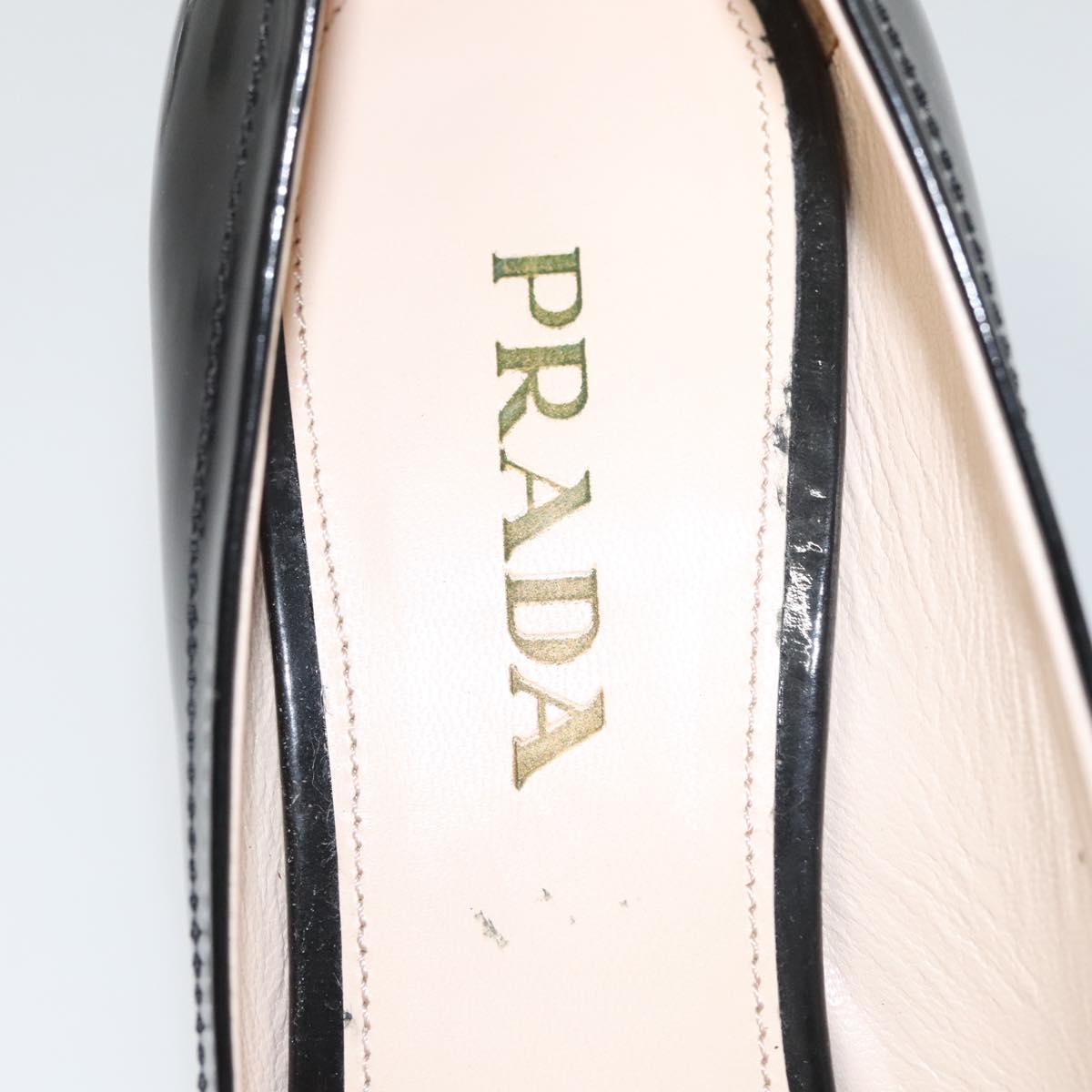 PRADA High Heels Leather 36 1/2 Black Auth ac3811