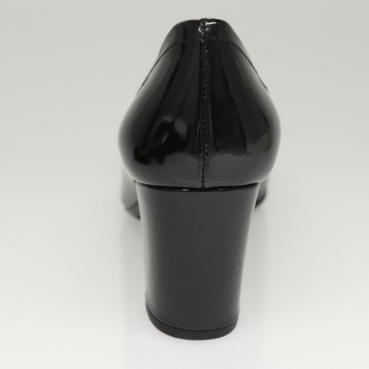 PRADA High Heels Leather 36 1/2 Black Auth ac3811