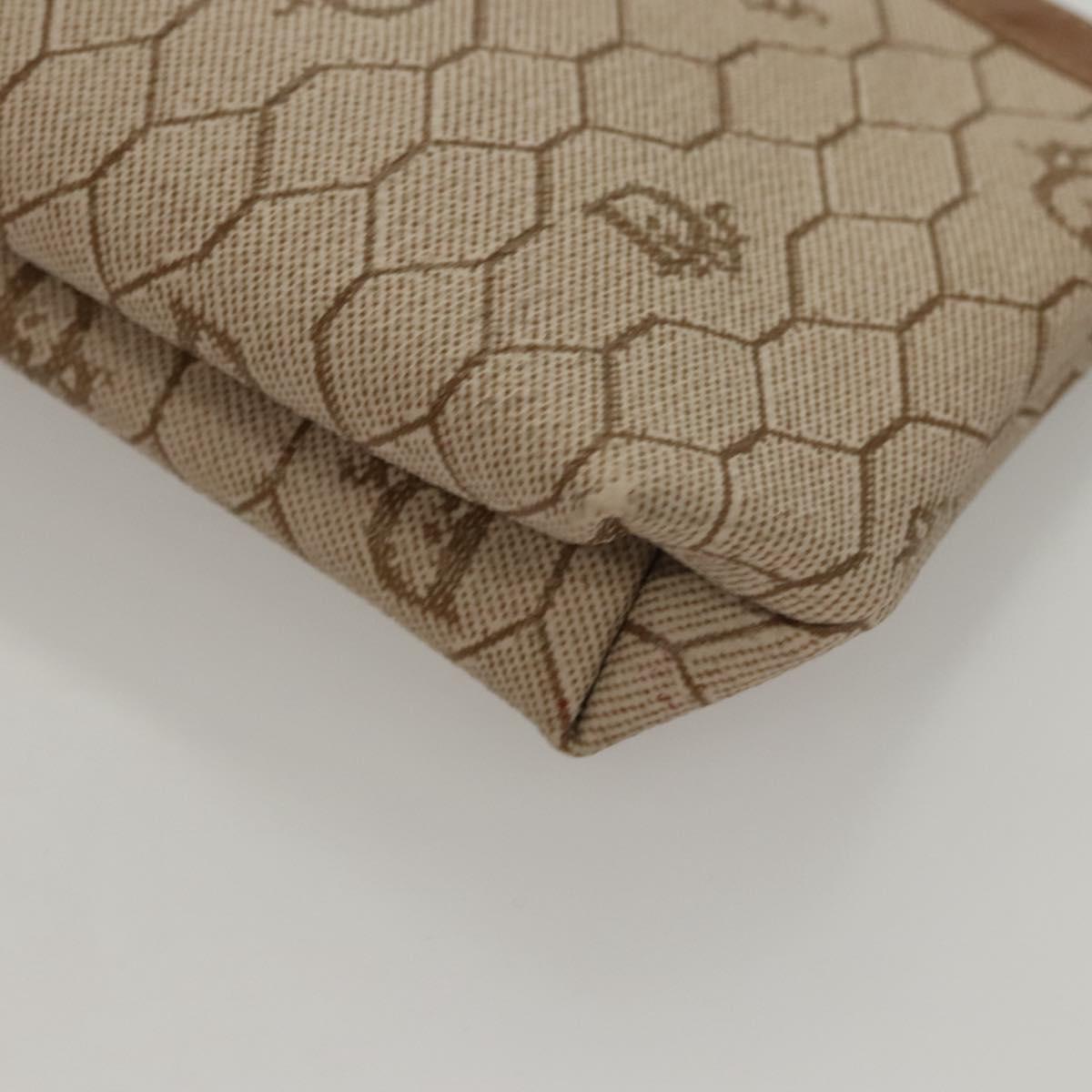 Christian Dior Honeycomb Canvas Pouch PVC Beige Auth ac3812
