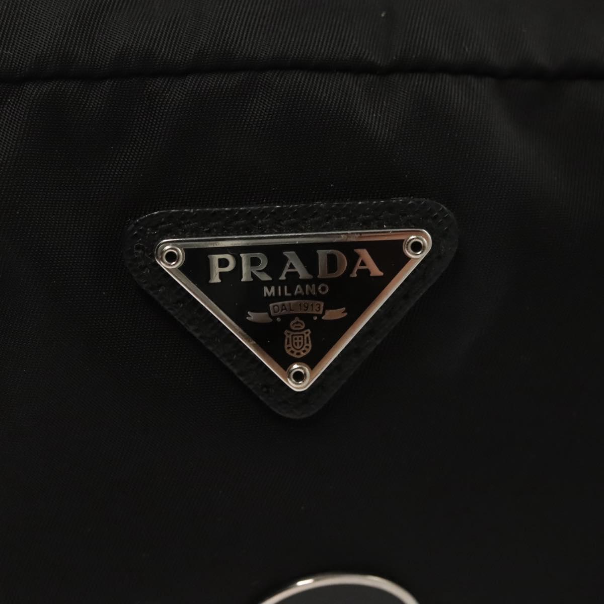 PRADA Pouch Nylon Silver Black Auth ac3814