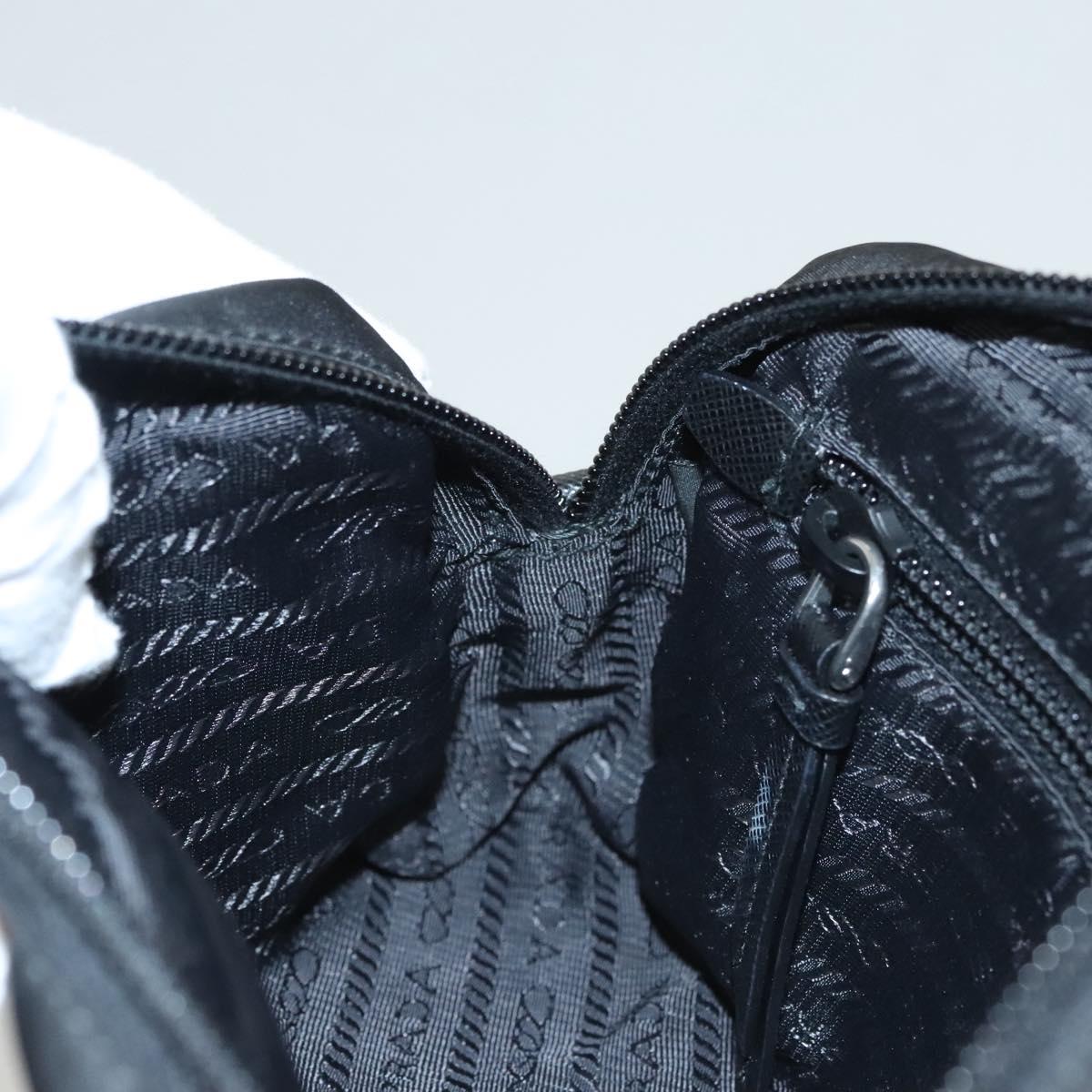 PRADA Pouch Nylon Silver Black Auth ac3814