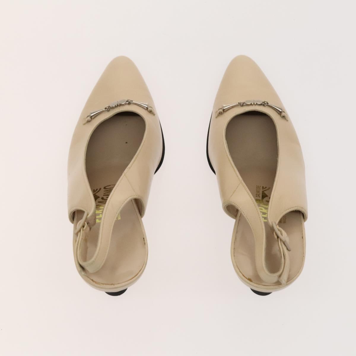 Salvatore Ferragamo Louis Vuitton High Heels Leather 2Set Beige Auth ac3823