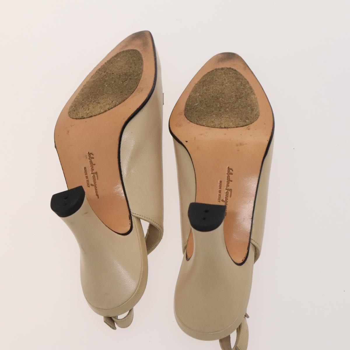 Salvatore Ferragamo Louis Vuitton High Heels Leather 2Set Beige Auth ac3823
