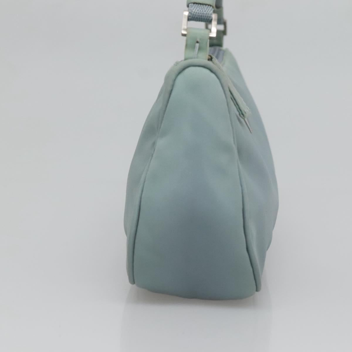 PRADA Accessory Pouch Nylon Light Blue Silver Auth ac3837