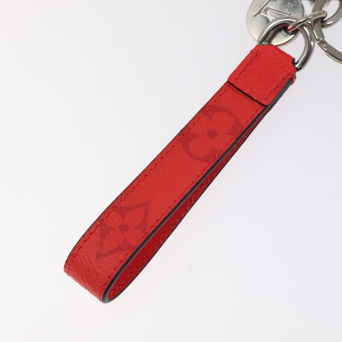LOUIS VUITTON Taigalama Porte Cles Slim Dragonne Charm Red M77156 LV Auth ac3843