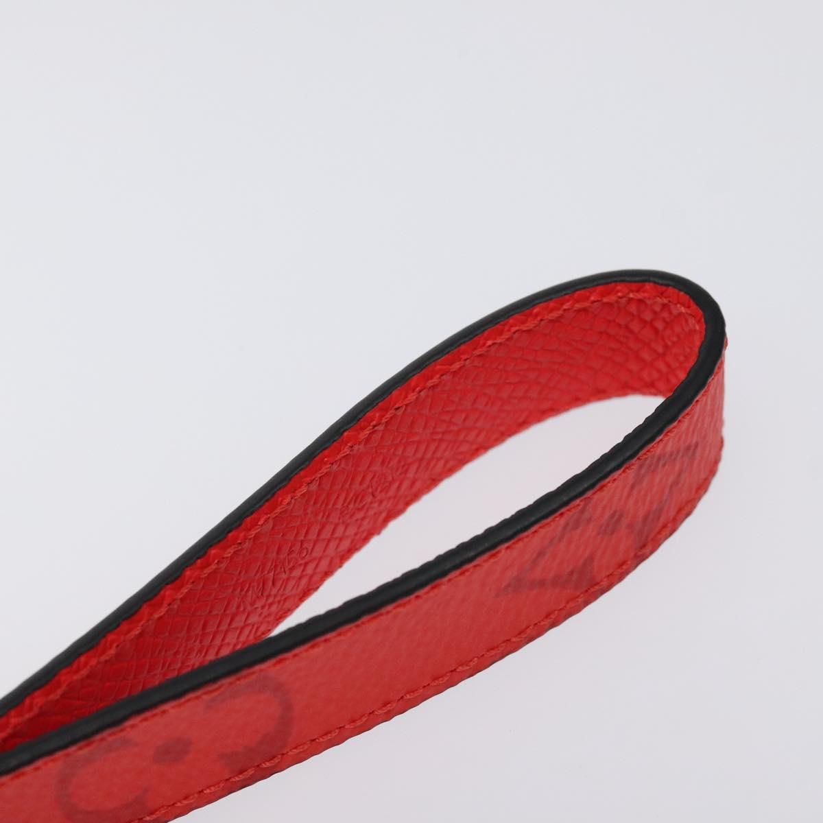 LOUIS VUITTON Taigalama Porte Cles Slim Dragonne Charm Red M77156 LV Auth ac3843